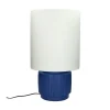 Pomax Lampes De Table-CORDOBA - lampe de table - terracotta / lin - DIA 32,5 x H 56,5 cm - bleu