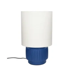 Pomax Lampes De Table-CORDOBA - lampe de table - terracotta / lin - DIA 25 x H 44 cm - bleu