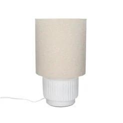 Pomax Lampes De Table-CORDOBA - lampe de table - terracotta / tissu - DIA 25 x H 44 cm - blanc