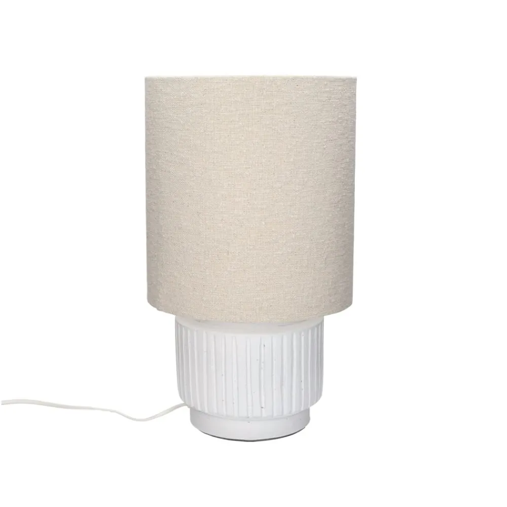 Pomax Lampes De Table-CORDOBA - lampe de table - terracotta / tissu - DIA 25 x H 44 cm - blanc