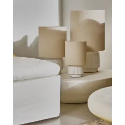 Pomax Lampes De Table-CORDOBA - lampe de table - terracotta / tissu - DIA 18 x H 31 cm - blanc