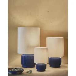 Pomax Lampes De Table-CORDOBA - lampe de table - terracotta / lin - DIA 25 x H 44 cm - bleu