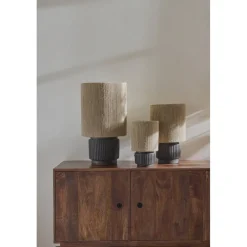 Pomax Lampes De Table-CORDOBA - lampe de table - terracotta / jute - DIA 18 x H 30 cm - noir