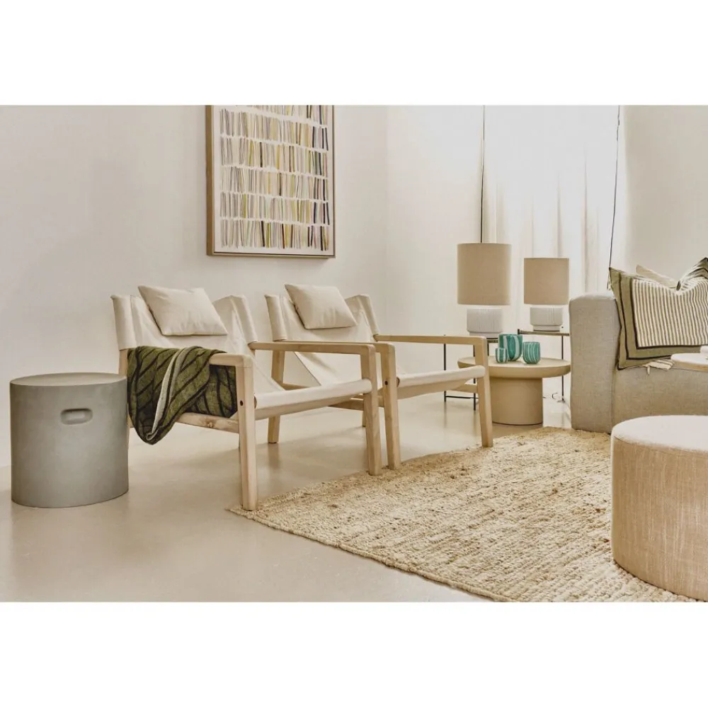 Pomax Lampes De Table-CORDOBA - lampe de table - terracotta / tissu - DIA 32,5 cm x H 56,5 cm - blanc