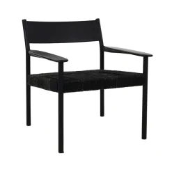 Pomax Canapés-CULLINAN - chaise relax - bois de mangier / jonc de mer - L 66,5 x W 72,5 x H 74 cm - noir