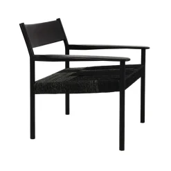 Pomax Canapés-CULLINAN - chaise relax - bois de mangier / jonc de mer - L 66,5 x W 72,5 x H 74 cm - noir