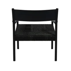 Pomax Canapés-CULLINAN - chaise relax - bois de mangier / jonc de mer - L 66,5 x W 72,5 x H 74 cm - noir