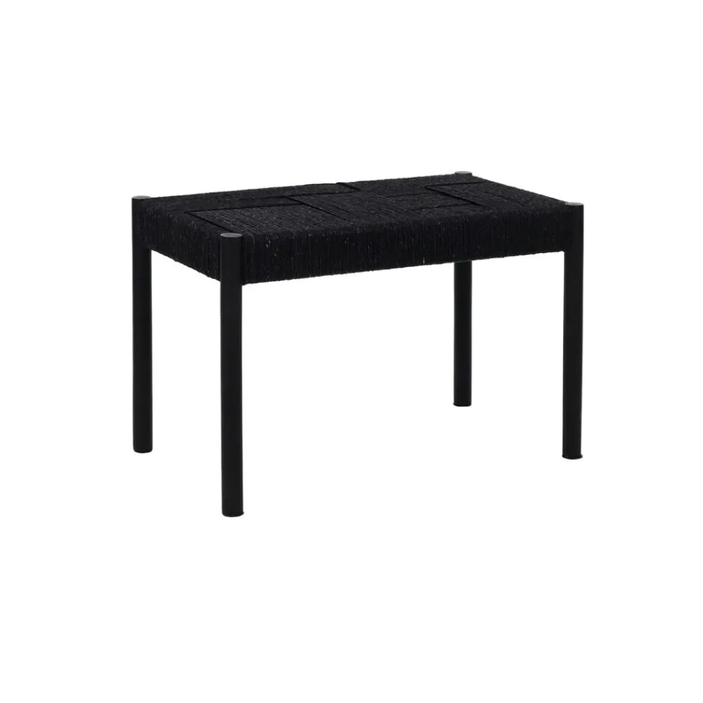 Pomax Bancs-CULLINAN - repos-pieds - bois de mangier / jonc de mer - L 60 x W 35 x H 40 cm - noir