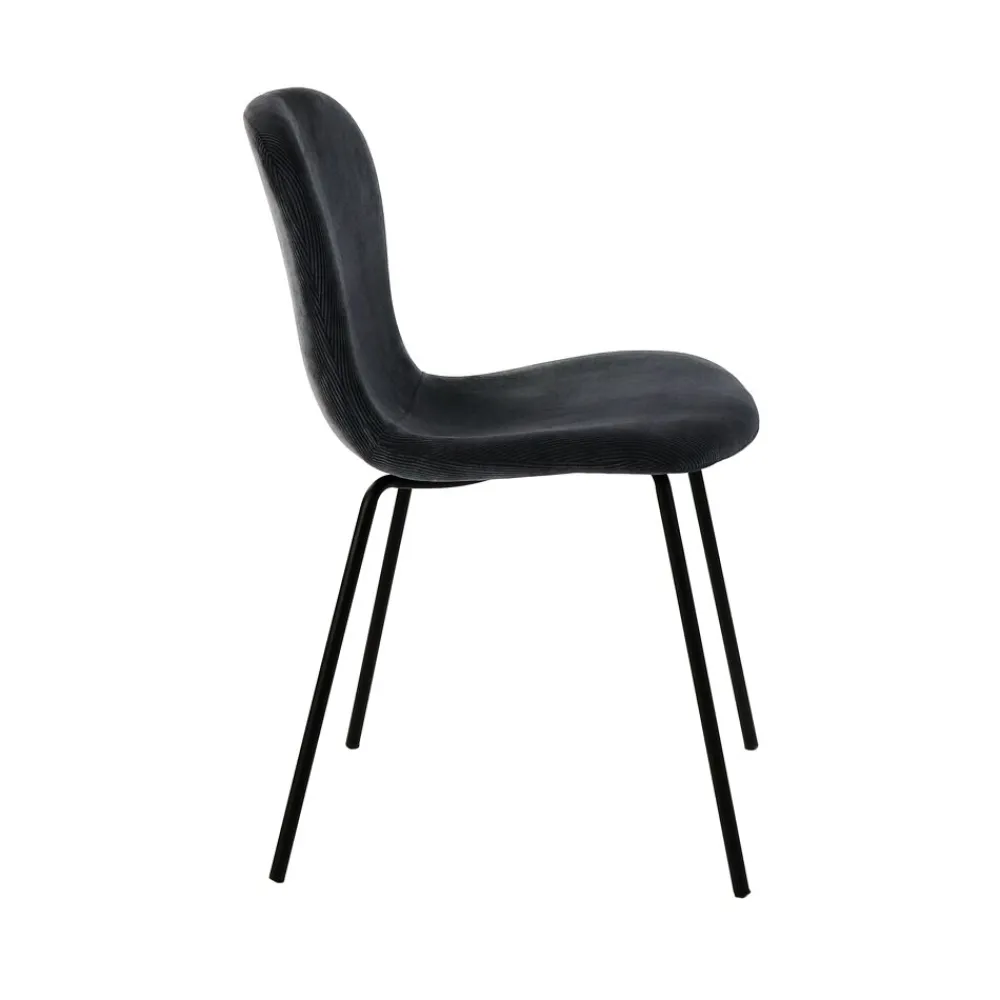 Pomax Chaises-DAIA - chaise - velours / métal - L 53 x W 49 x H 80 cm - anthracite