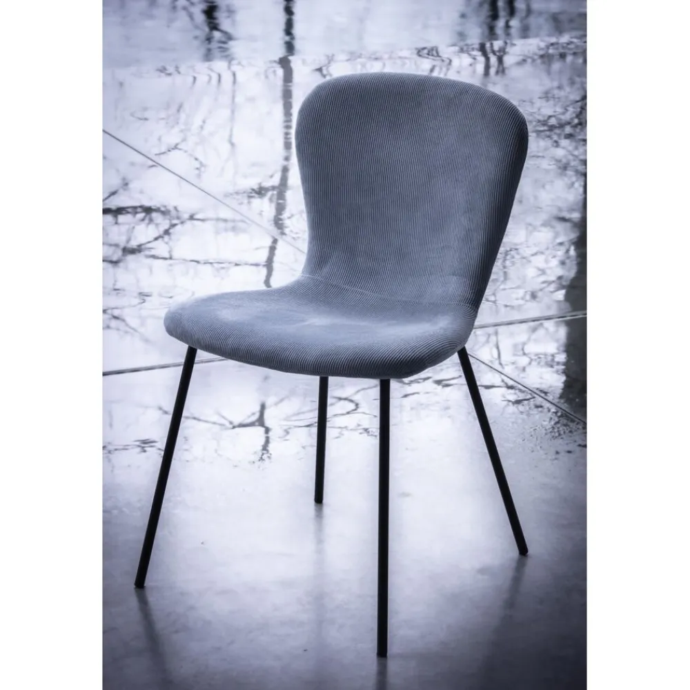 Pomax Chaises-DAIA - chaise - velours / métal - L 53 x W 49 x H 80 cm - gris vert