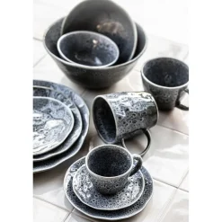 Pomax Vaisselle-DAKOTA - bol à soupe - porcelaine - L 16 x W 15,8 x H 7,5 cm - gris