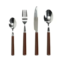 Pomax Couverts-DALI - set/16 couverts 18/0 - acier inoxidable / porcelain - brun