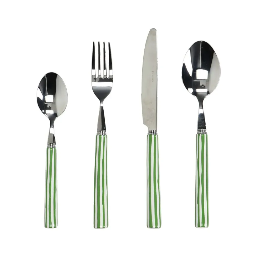Pomax Couverts-DALI - set/16 couverts 18/0 - acier inoxidable / porcelain - vert