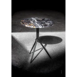 Pomax Tables Basses | Tables-DANA - table d'appoint - marbre / métal - DIA 40 x H 47 cm - brun