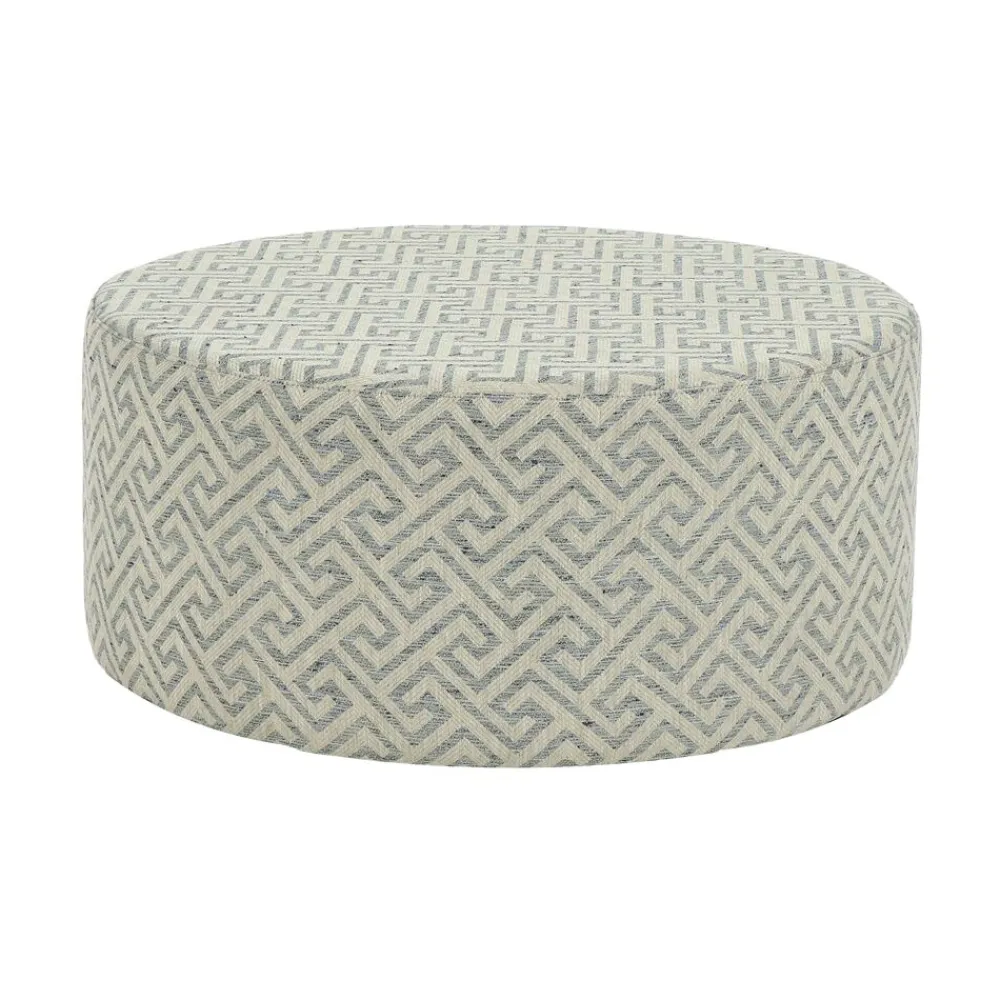Pomax Poufs-DELILAH - pouf - polyester - DIA 80 x H 35 cm - bleu claire