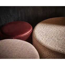 Pomax Poufs-DELILAH - pouf - polyester - DIA 55 x H 35 cm - rose clair