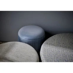 Pomax Poufs-DELILAH - pouf - polyester - DIA 80 x H 35 cm - bleu claire