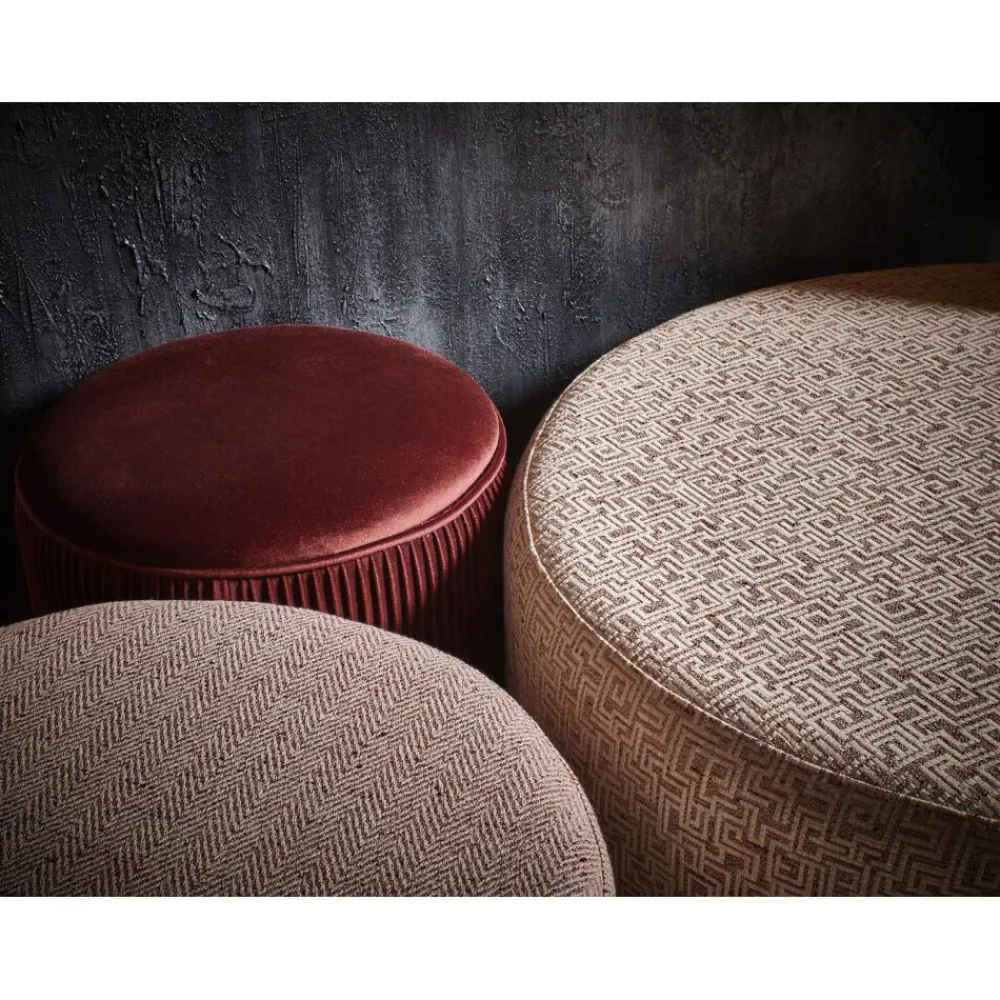 Pomax Poufs-DELILAH - pouf - polyester - DIA 80 x H 35 cm - rose clair