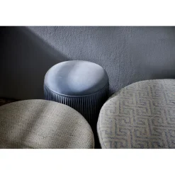 Pomax Poufs-DELILAH - pouf - polyester - DIA 80 x H 35 cm - bleu claire