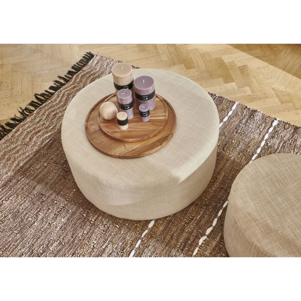 Pomax Poufs-DELILAH - pouf - tissu - DIA 80 x H 35 cm - écru