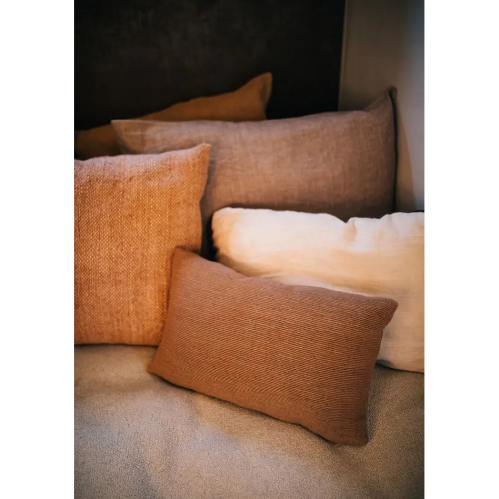 Pomax Coussins-DIMARO - coussin - lin / coton - L 50 x W 50 cm - sable