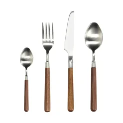 Pomax Couverts-DONATELLO - set/16 couverts 18/8 - acier inoxidable / walnut - noyer