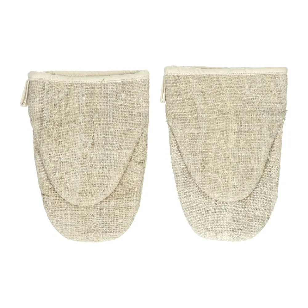 Pomax Accessoires-ECKOO - set/2 gants de cuisine - jute / coton - L 22 x W 15 cm - naturel
