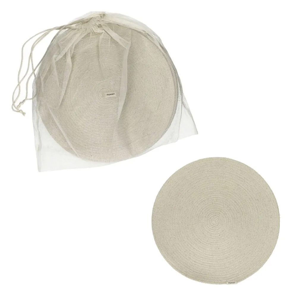 Pomax Linge De Table-ECKOO - set/4 sets de table - coton - DIA 38 cm - blanc