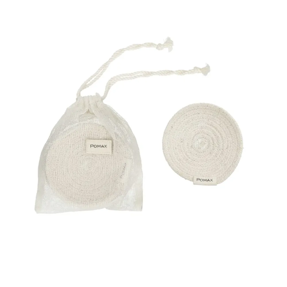 Pomax Linge De Table-ECKOO - set/4 sous-verres - coton - DIA 10 cm - blanc