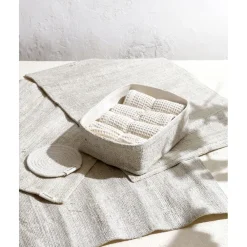 Pomax Linge De Table-ECKOO - set/4 sous-verres - coton - DIA 10 cm - blanc