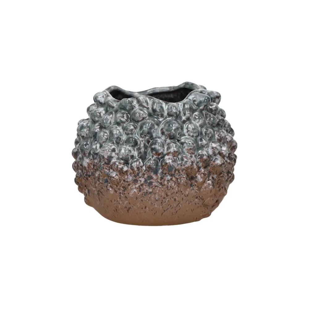 Pomax Vases-ESPINA - vase - grès - DIA 15 x H 12 cm - gris bleu