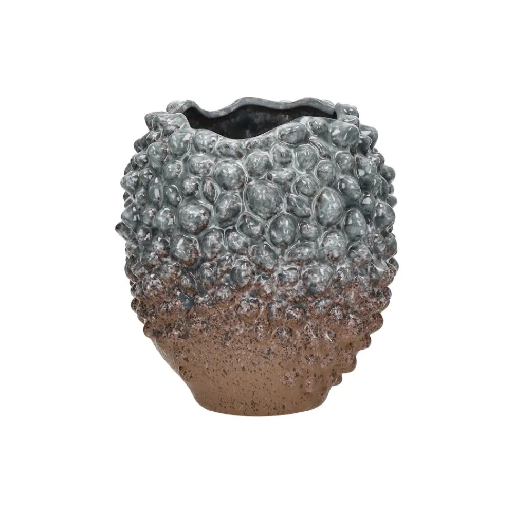 Pomax Vases-ESPINA - vase - grès - DIA 18 x H 18,5 cm - gris bleu
