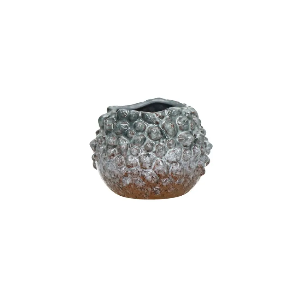 Pomax Vases-ESPINA - vase - grès - DIA 10,5 x H 8,5 cm - gris bleu