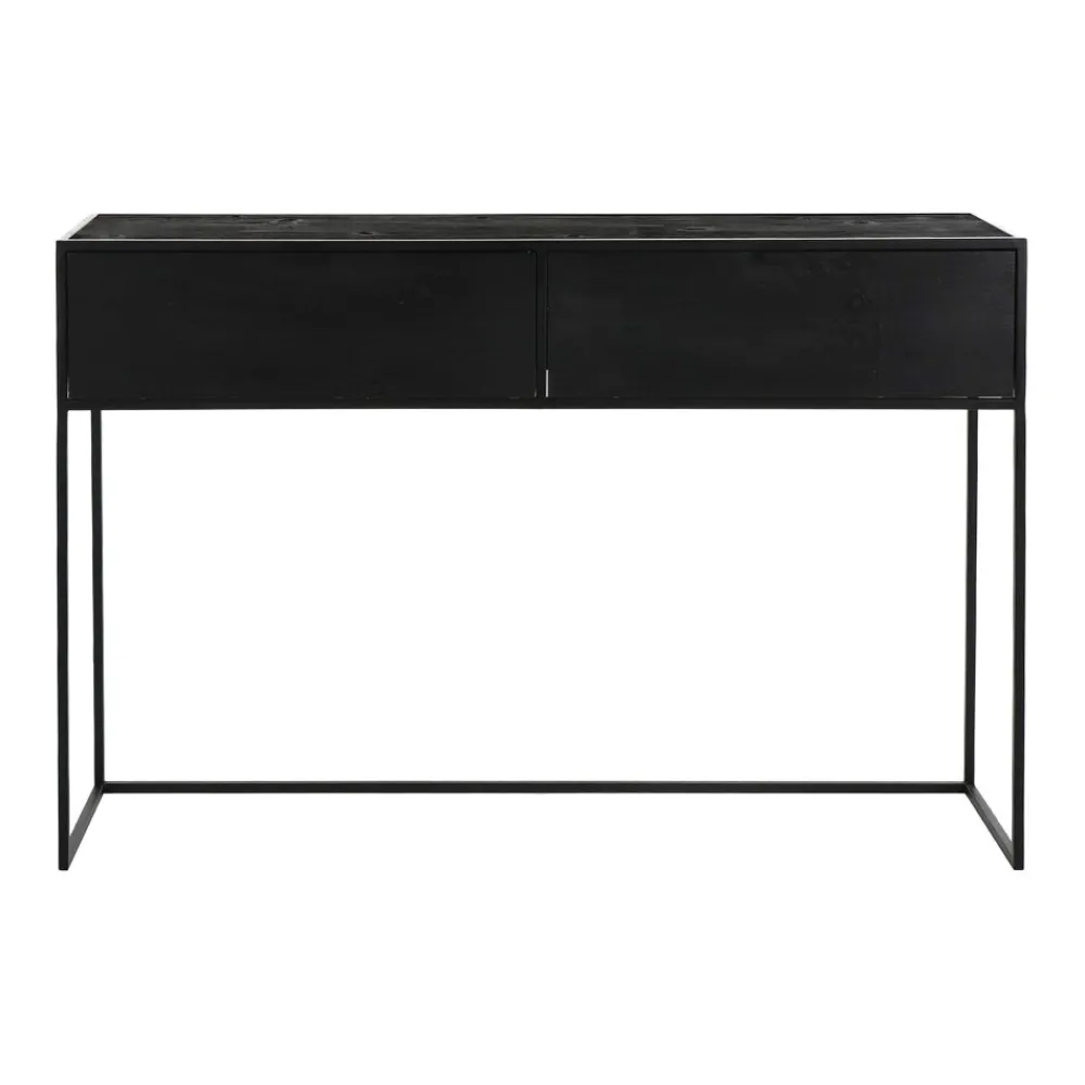 Pomax Consoles-ESZENTIAL - meuble console avec 2 tiroirs - métal / bois de sapin - L 120 x W 30 x H 80 cm - noir