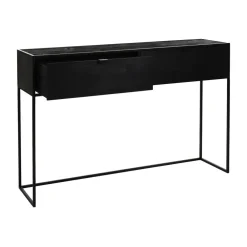 Pomax Consoles-ESZENTIAL - meuble console avec 2 tiroirs - métal / bois de sapin - L 120 x W 30 x H 80 cm - noir