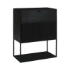 Pomax Étagères-ESZENTIAL - rack 2 portes 1 tiroir - métal / bois de sapin - L 60 x W 30 x H 80 cm - noir