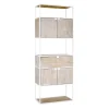 Pomax Étagères-ESZENTIAL - rack 4 portes 1 tiroir - métal / bois de sapin - L 60 x W 30 x H 165 cm - naturel/blanc