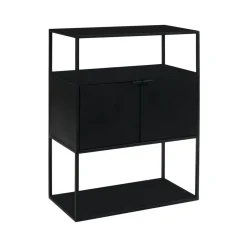 Pomax Étagères-ESZENTIAL - rack 2 portes - métal / bois de sapin - L 60 x W 30 x H 80 cm - noir