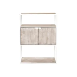 Pomax Étagères-ESZENTIAL - rack 2 portes - métal / bois de sapin - L 60 x W 30 x H 80 cm - naturel/blanc