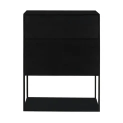 Pomax Étagères-ESZENTIAL - rack 2 portes 1 tiroir - métal / bois de sapin - L 60 x W 30 x H 80 cm - noir