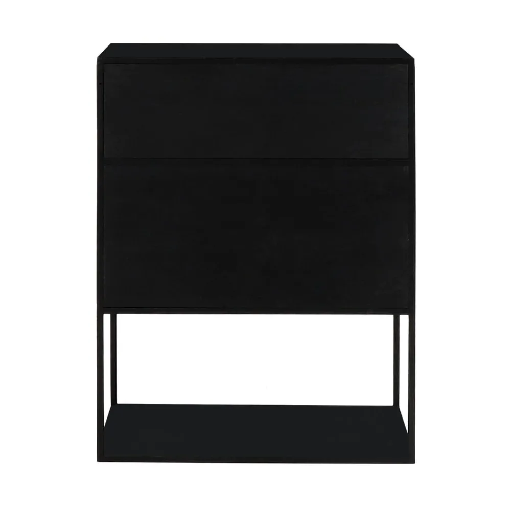 Pomax Étagères-ESZENTIAL - rack 2 portes 1 tiroir - métal / bois de sapin - L 60 x W 30 x H 80 cm - noir