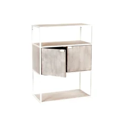 Pomax Étagères-ESZENTIAL - rack 2 portes - métal / bois de sapin - L 60 x W 30 x H 80 cm - naturel/blanc