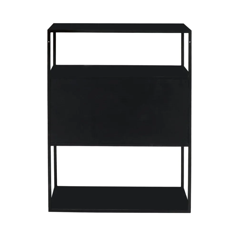 Pomax Étagères-ESZENTIAL - rack 2 portes - métal / bois de sapin - L 60 x W 30 x H 80 cm - noir
