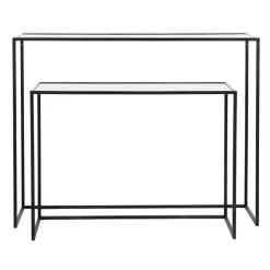 Pomax Consoles-ESZENTIAL - set/2 meubles console - métal / verre - L 80/100 x W 30/30 x H 60/80 cm - noir