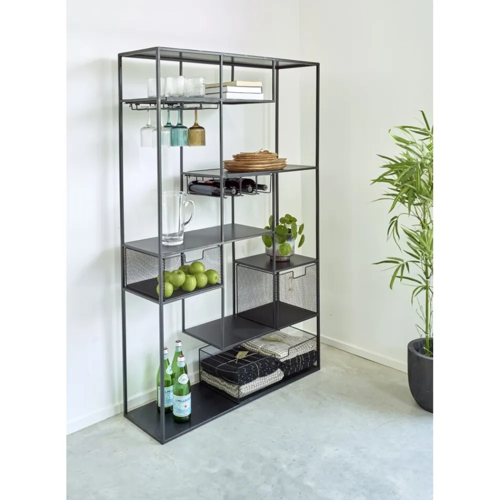 Pomax Concepts Modulaires-ESZENTIAL - set/2 paniers - métal - L 31,5 x W 29,5 x H 17,5/27,5 cm - noir
