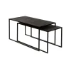 Pomax Tables Basses | Tables-ESZENTIAL - set/2 tables basses - métal / bois de sapin - L 80/75 x W 40/35 x H 40/35 cm - noir