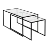 Pomax Tables Basses | Tables-ESZENTIAL - set/2 tables basses - métal / verre - L 75/80 x W 35/40 x H 35/40 cm - noir