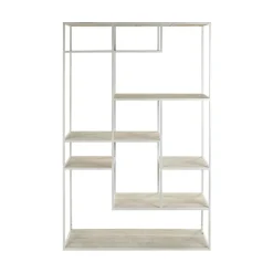 Pomax Étagères-ESZENTIAL - étagère - bois de pin - métal - L 100 x W 30 x H 165 cm - naturel/blanc