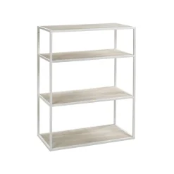 Pomax Étagères-ESZENTIAL - étagère - métal / bois de sapin - L 60 x W 30 x H 80 cm - naturel/blanc