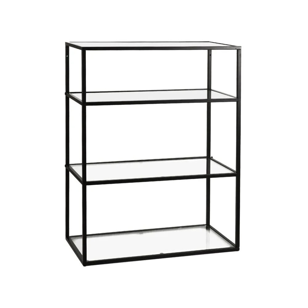 Pomax Étagères-ESZENTIAL - étagère - métal / verre - L 60 x W 30 x H 80 cm - noir